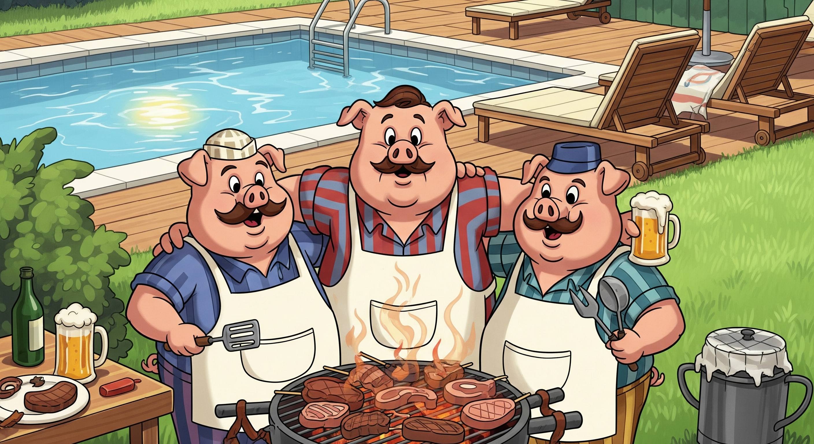 Ham-bassadors grilling by the pool